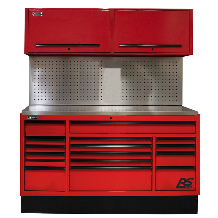 Homak Manufacturing 72'' CTS Centralized Tool Storage with Tool Board Back Splash Set, Red HOMRDCTS72002