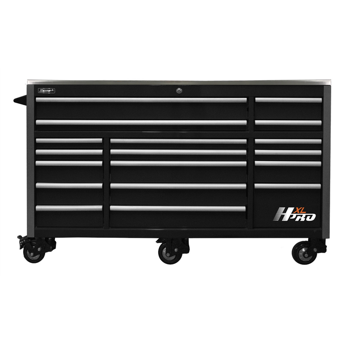Homak Manufacturing 72 in. HXL 17-Drawer Roller Cabinet - Black HOMHX04072171