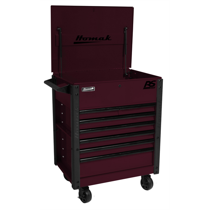 Homak Manufacturing 35" Pro Series 7-Drawer Service Cart, Black Cherry HOMBC06035247