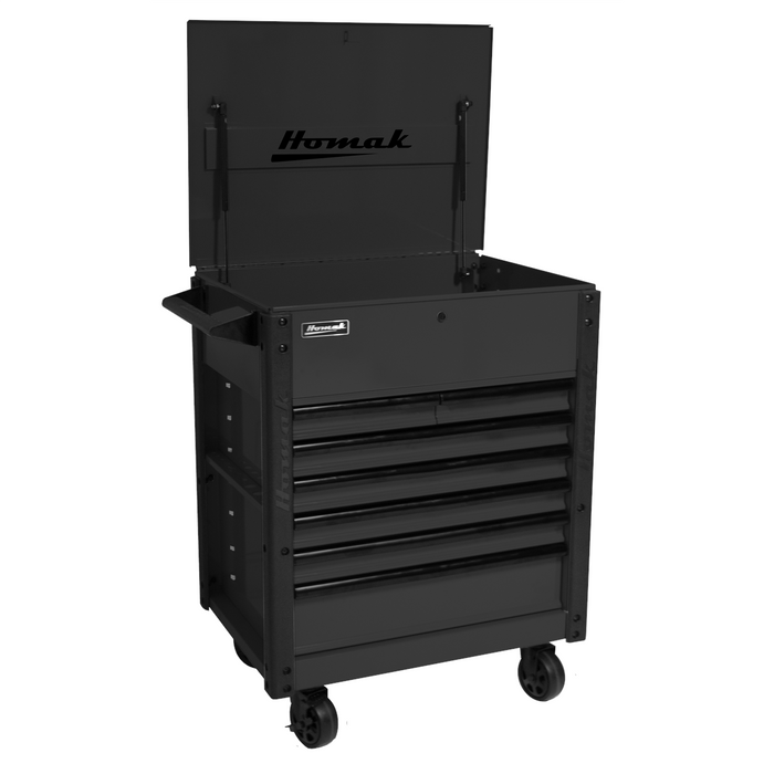 Homak Manufacturing 35" Pro Series 7-Drawer Service Cart, Black HOMBK06035247