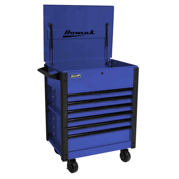 Homak Manufacturing 35" Pro Series 7-Drawer Service Cart, Blue HOMBL06035247