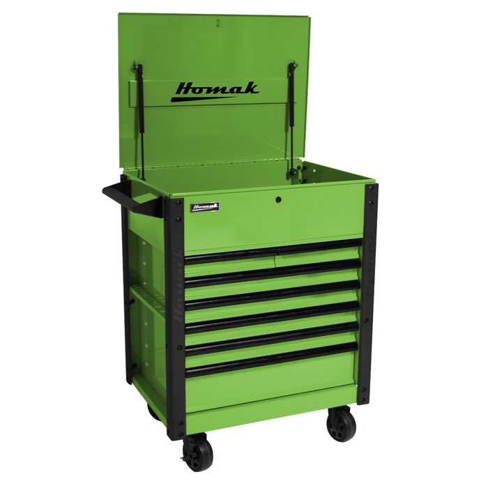 Homak Manufacturing 35" Pro Series 7-Drawer Service Cart, Green HOMLG06035247
