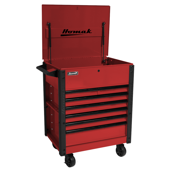 Homak Manufacturing 35" Pro Series 7-Drawer Service Cart, Red HOMRD06035247