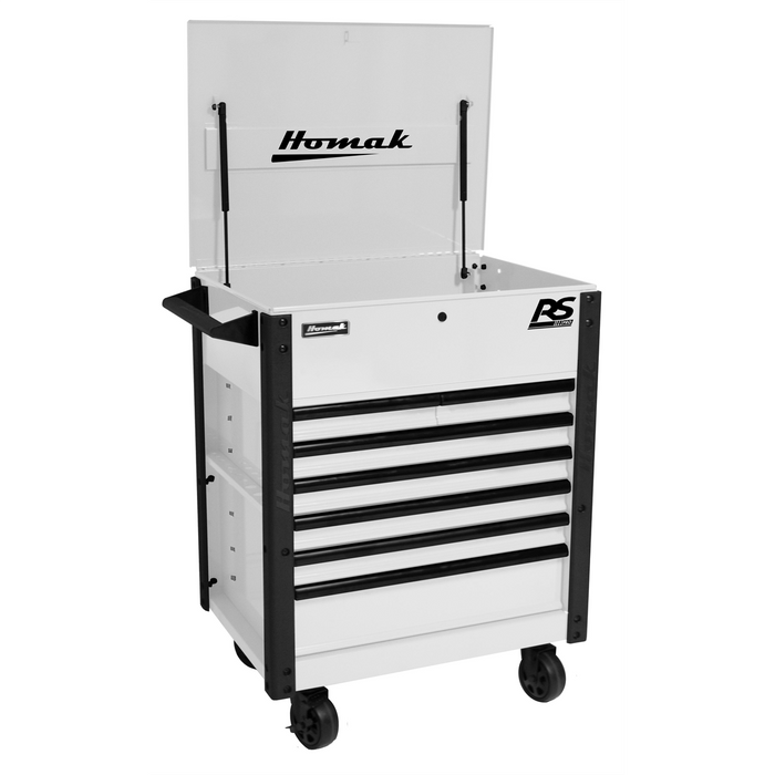 Homak Manufacturing 35" Pro Series 7-Drawer Service Cart, White HOMWH06035247