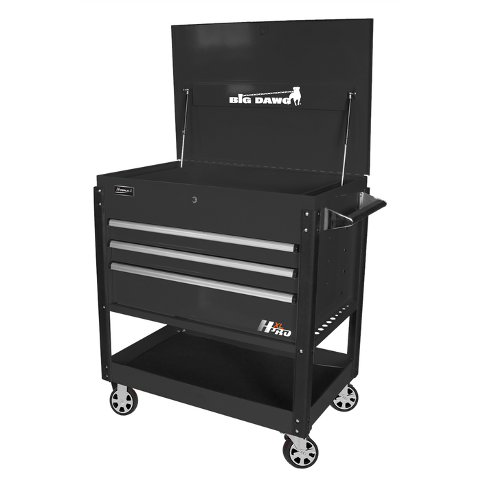 Homak Manufacturing 43" 3-Drawer Service Cart - Black HOMBK06043030
