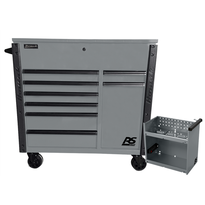 Homak Manufacturing 44" 8-Drawer Service Cart w/power Tool Holder Drawer-Gray HOMGR06044080