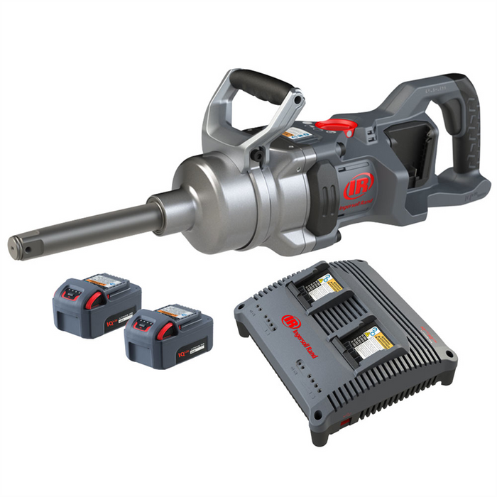 Ingersoll Rand 1'' 20V Cordless Impact Wrench 2 Battery Kit, 6'' Ext Anvil, 3000 ft-lb Torque, Friction Ring-Thru-hole Retainer, D-Handle IRTW9691-K2E