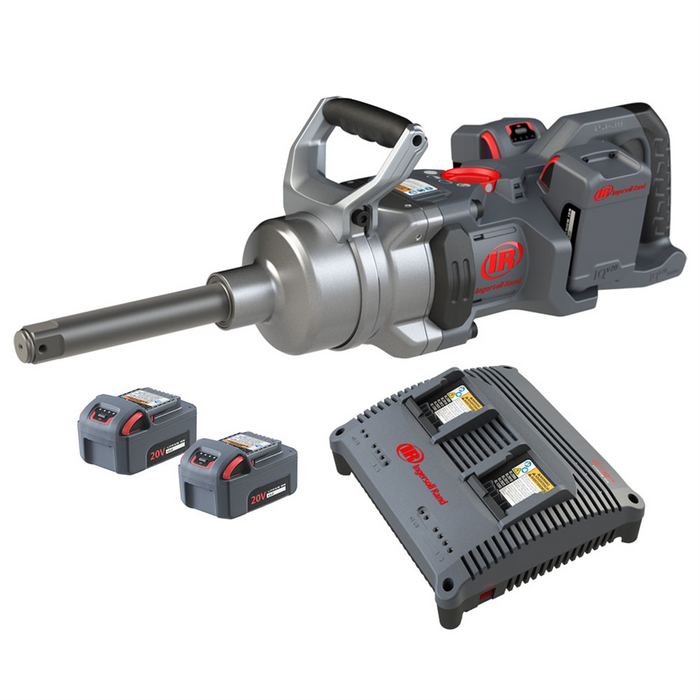 Ingersoll Rand 1'' 20V Cordless Impact Wrench 4 Battery Kit, 6'' Ext Anvil, 3000 ft-lb Torque, Friction Ring-Thru-hole Retainer, D-Handle IRTW9691-K4E