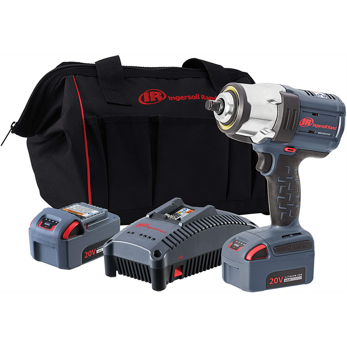 Ingersoll Rand 1/2'' 20V Cordless Impact Wrench 2 Battery Kit, 1500 ft-lb Torque, Friction Ring Retainer, Pistol Grip IRTW7152-K22