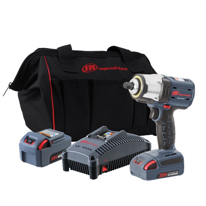 Ingersoll Rand 20V Mid-torque 1/2" Cordless Impact Wrench Kit, 550 ft-lbs Nut-busting Torque, 2 Batteries and Charger IRTW5153-K22