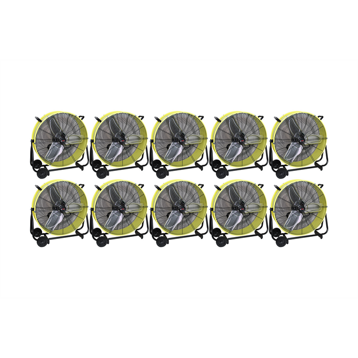 K Tool International 24" Direct Drive Tilting Industrial Drum Fan, Safety Yellow (Pallet of 10) KTI77740-PL10
