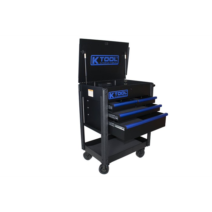 K Tool International Service Cart 35'' Premium 4 Drawer 500 Pound (Matte Black/Blue) KTI75152