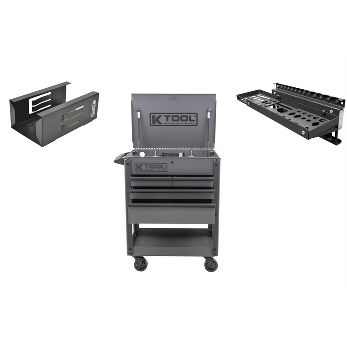 K Tool International Service Cart 35'' Premium 4 Drawer 500 lb. (Grey) w/Accessories KTI75150KIT