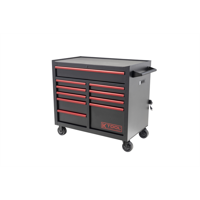 K Tool International Tool Box 41'' Premium 10 Drawer Double Bay 1,000 Pound (Matte Black) KTI75132