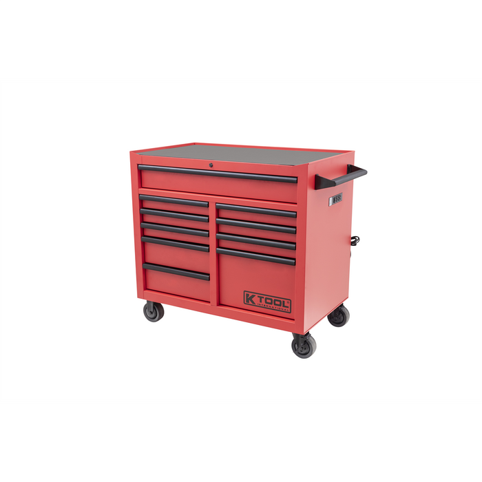 K Tool International Tool Box 41'' Premium 10 Drawer Double Bay 1,000 Pound (Matte Red) KTI75133