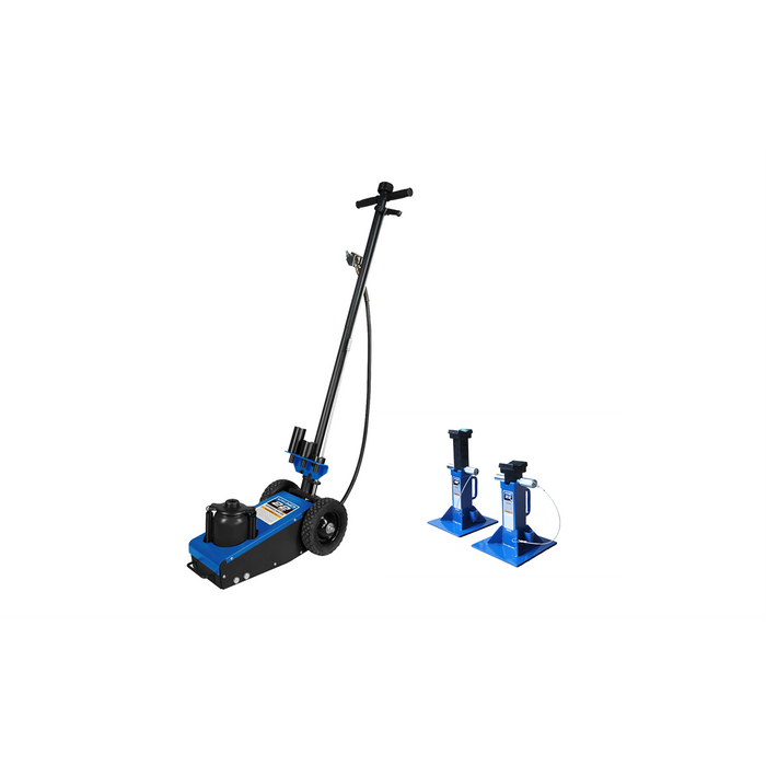 K-Tool International Truck Jack 22 Ton Air/Hydraulic AND Jack Stands 22 Ton Heavy Duty KTI63197KIT1