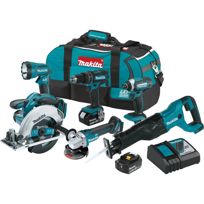 Makita 18V Lxt 3.0 Ah Cordless 6-Piece Combo Kit MAKXT610