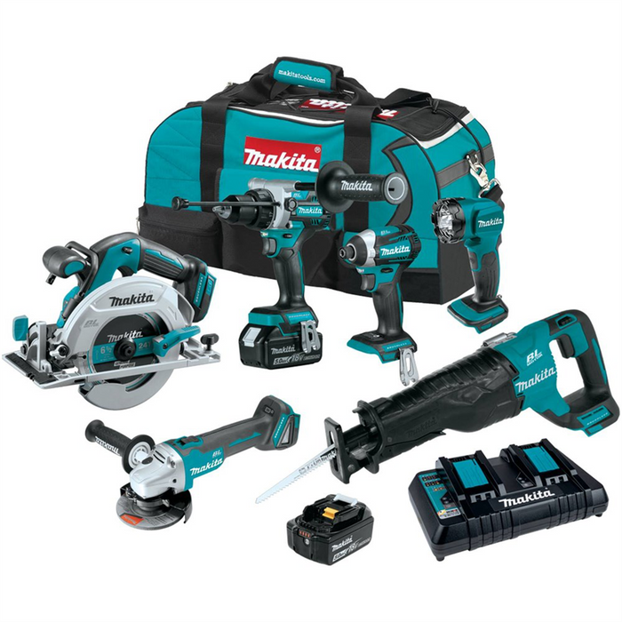 Makita 18V Lxt And Reg Lithium-Ion Brushless Cordless 6-Pc Combo Kit 5.0Ah MAKXT616PT