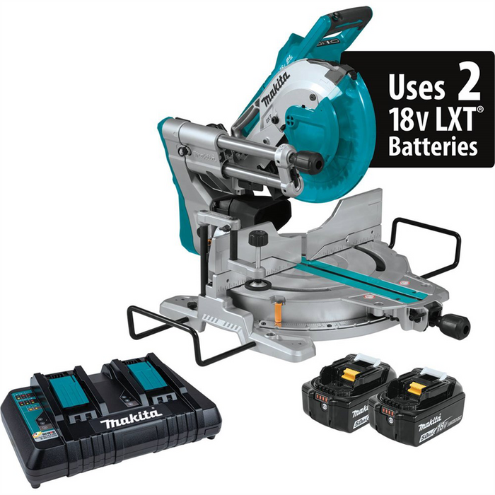 Makita 36V 18V X2 LXT Brushless 10 Dual-Bevel Sliding Compound Miter Saw With Laser Kit 5.0Ah MAKXSL06PT