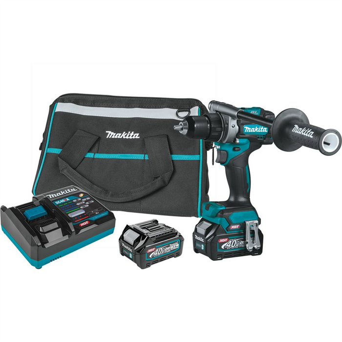 Makita 40V Max XGT And Reg Brushless Cordless 1-2 Driver-Drill Kit 2-Speed Var Speed L.E.D. Light Bag 2.5Ah MAKGFD01D