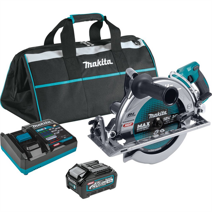 Makita 40V max XGT And Reg Brushless Rear Handle 10-1-4 Circular Saw Kit Aws And Reg Capable Bag With One Battery 4.0Ah MAKGSR02M1
