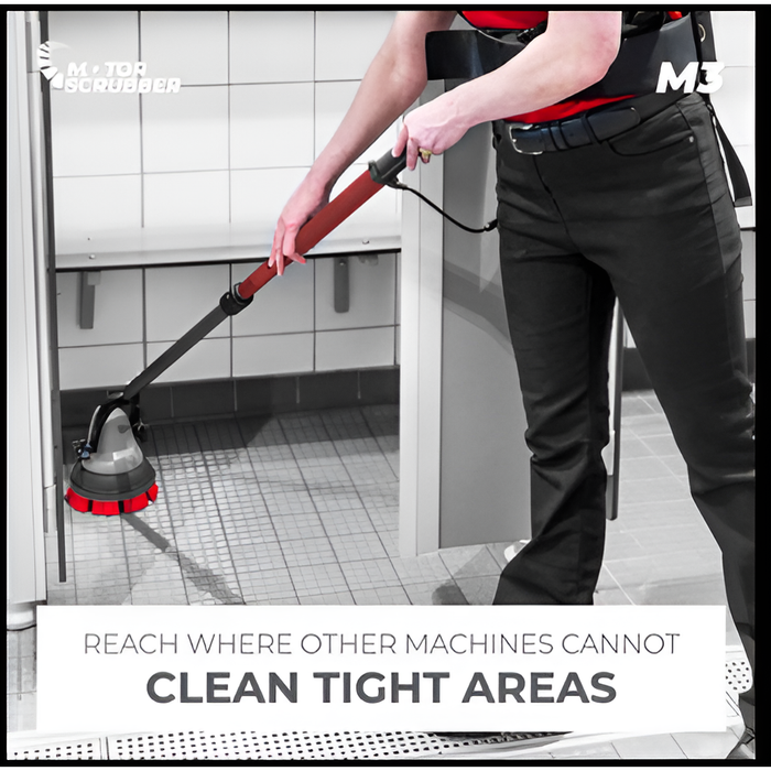 MotorScrubber Starter Kit – Long Handle Extension, Compact Reusable Cleaning Pads | Model M3L