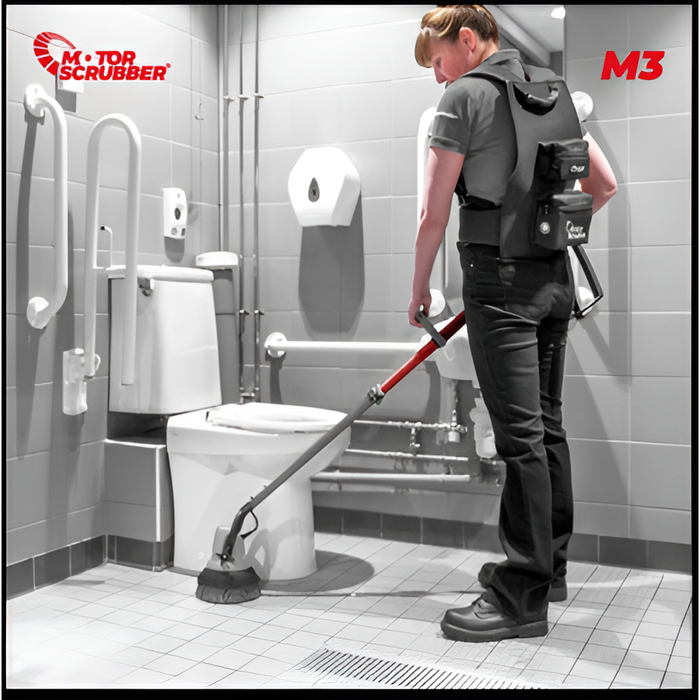 MotorScrubber Starter Kit – Long Handle Extension, Compact Reusable Cleaning Pads | Model M3L