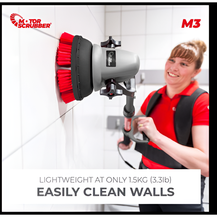 MotorScrubber Starter Kit – Long Handle Extension, Compact Reusable Cleaning Pads | Model M3L