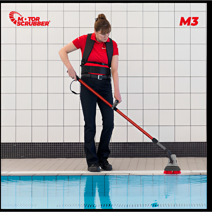 MotorScrubber Starter Kit – Long Handle Extension, Compact Reusable Cleaning Pads | Model M3L