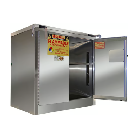 Flammable Liquid Storage Cabinet | 30 Gallon | Stainless Steel | 2 Door |  Self-Latch | Securall