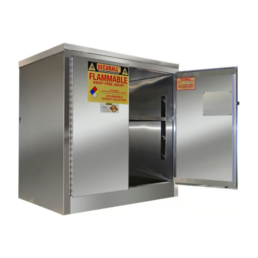 Flammable Liquid Storage Cabinet | 30 Gallon | Stainless Steel | 2 Door |  Self-Latch | Securall