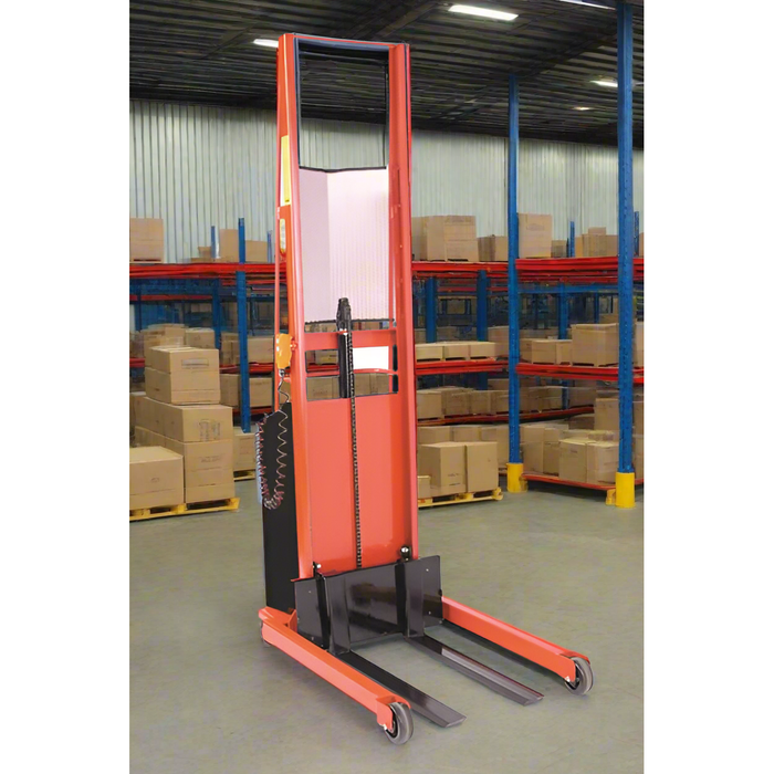 Powered Stacker | 3" x 30" Fork | 1000 lb Capacity | Straddle Base | Wesco Industrial Products 261031