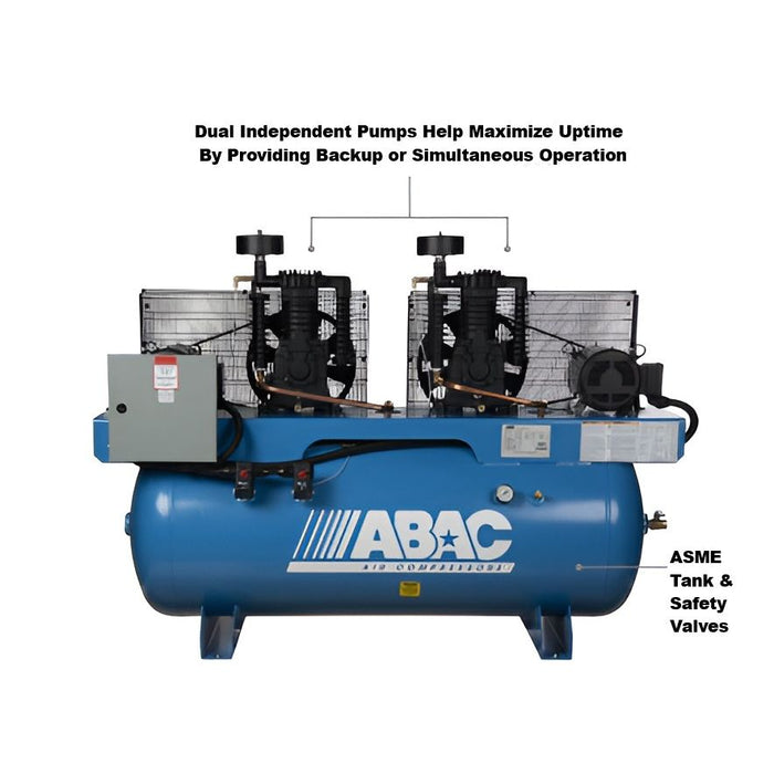 ABAC Hybrid Pro Duplex Two-Stage Belt-Drive Compressor – Dual Pumps, Programmable Control