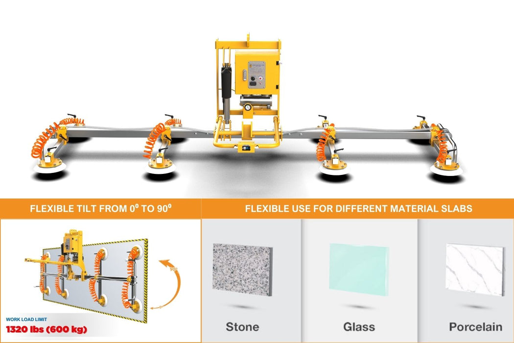 Abaco Vacuum Lifter AVL600 – 1320 lb Capacity Powered Suction Lifter with 90° Tilt