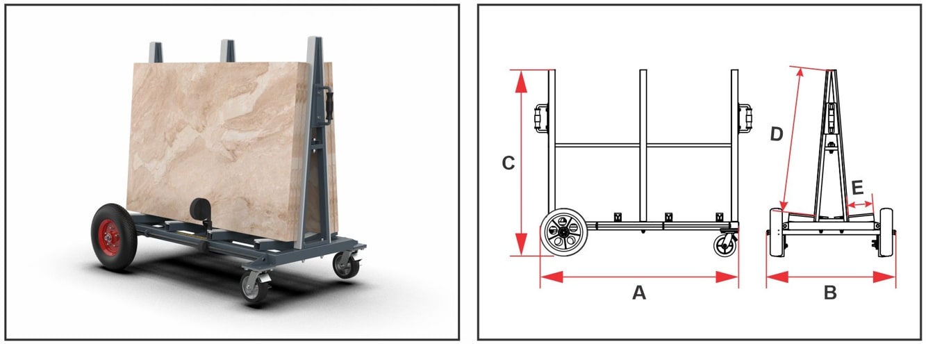 Abaco Double Sided Slab Buggy – Heavy-Duty Stone & Panel Transport Buggy
