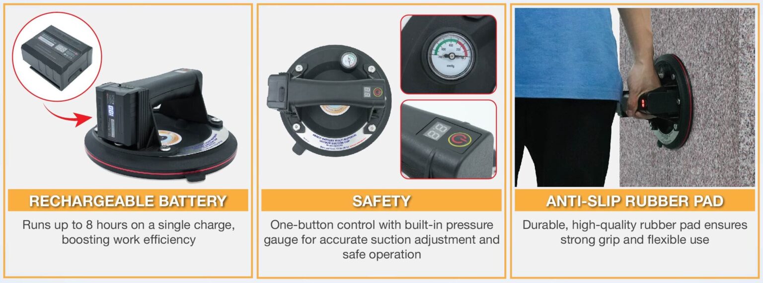 Abaco Battery Multi-Material Vacuum Suction Cup | Vacuum Lifter Accessory