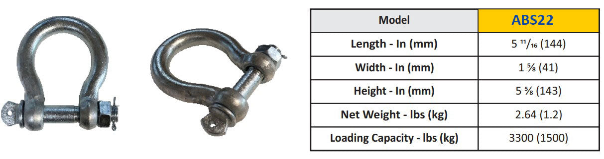 Abaco ABS22 Bow Shackle – Lifting Connector for Lifters & Clamps