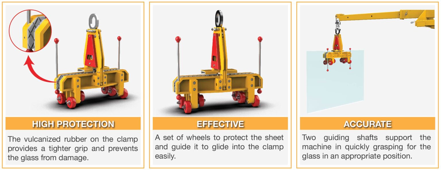 Abaco Glass Lifter AGL28 – Automatic Forklift & Hoist Glass Handling Clamp