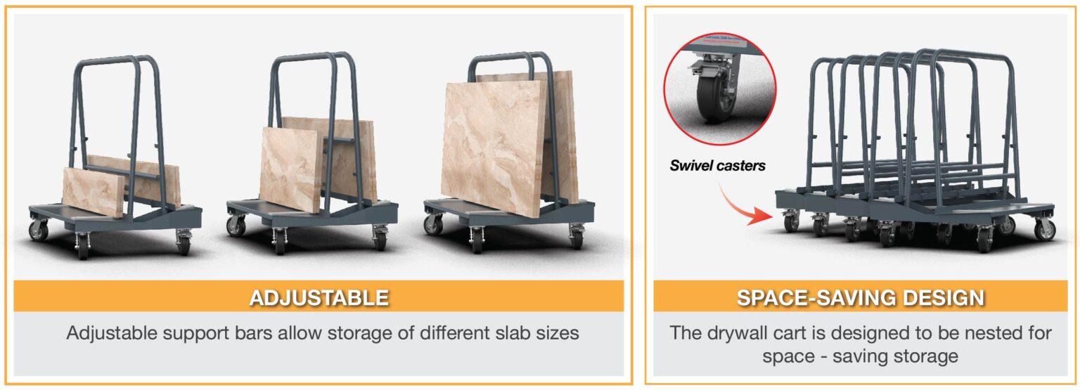 Abaco Nesting Dual Drywall Cart ANDWC049-M2 – Dual Slab Cart ANDWC049-M2