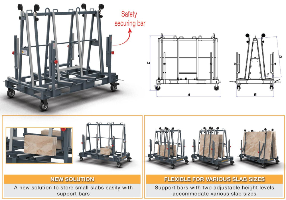 Abaco One Stop A-Frame – OSA-PRO-M3 (Modular Stone Slab Carrier & Storage Frame)