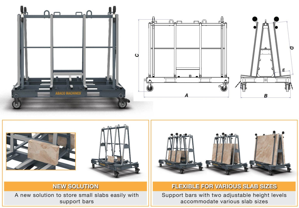 Abaco One Stop A-Frame – Multi-Size Industrial Slab & Glass Transport Rack (OSA Series)