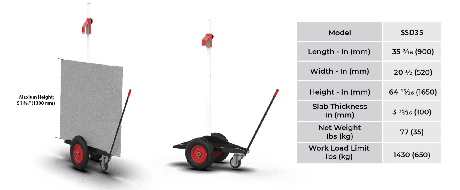Abaco Safety Slab Dolly – High-Capacity Pneumatic Stone Transport Dolly (SSD35)