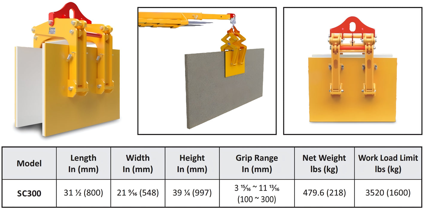 Abaco Scissor Clamp – SC300, Heavy-Duty Lifting Clamp for Stone Slabs