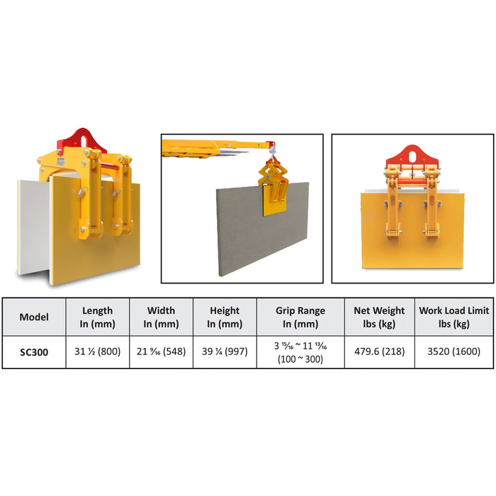 Abaco Scissor Clamp – SC300, Heavy-Duty Lifting Clamp for Stone Slabs