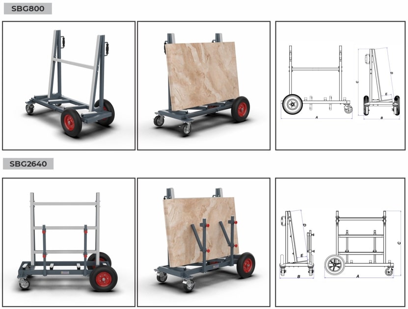 Abaco Slab Buggy – Heavy-Duty Stone & Sheet Transport Buggy (SBG800 & SBG2640)