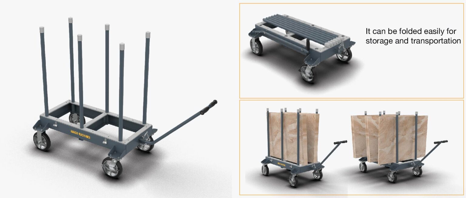 Abaco Slab Rack Dolly – Compact Heavy-Duty Stone & Glass Transport Dolly (ASRD39)