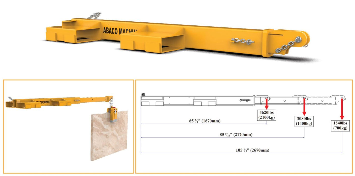 Abaco Smart Forklift Boom ASFJ27 | Adjustable Heavy-Duty Forklift Jib Attachment