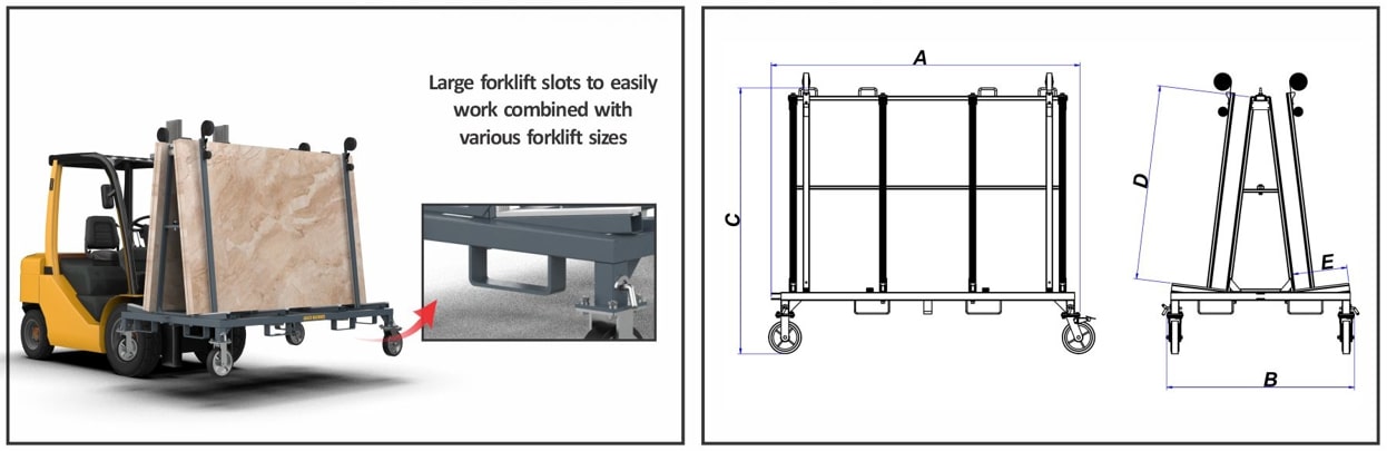 Abaco Smart One Stop A-Frame – SOSA Series (Mobile Modular Stone Slab Carrier)