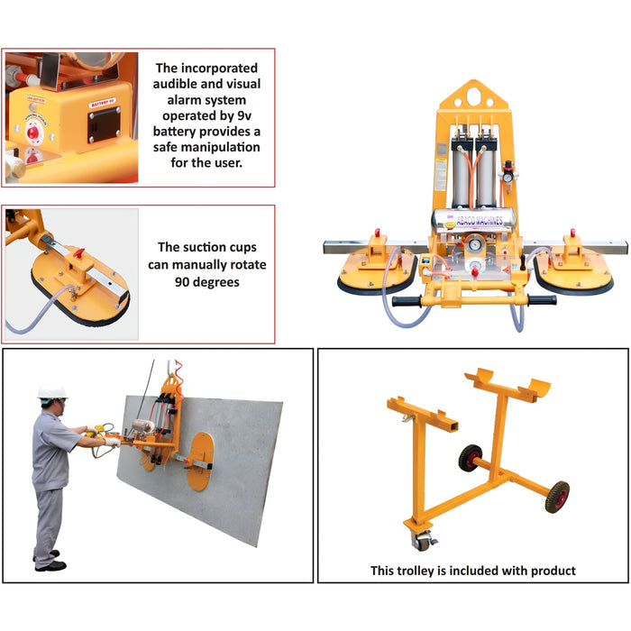 Abaco Stone Vacuum Lifter – SVL50 (500 kg / 1,100 lb, 0°–90° Tilt)