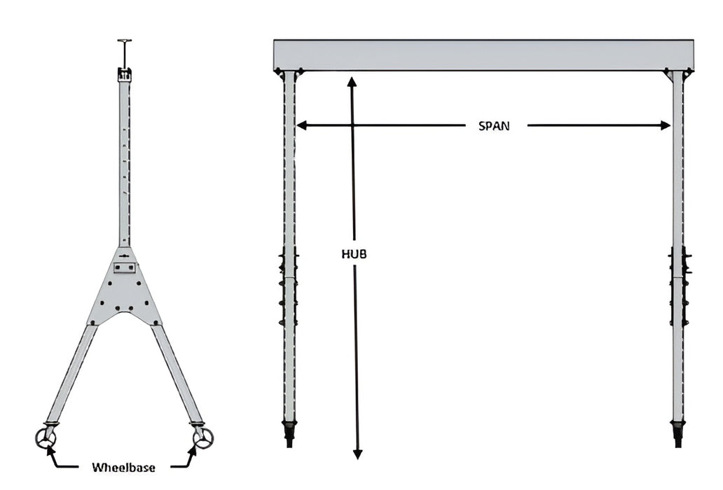 All Lift Cranes AG-Series Adjustable Aluminum Gantry Crane 1/2 Ton Capacity 6' to 9' HUB